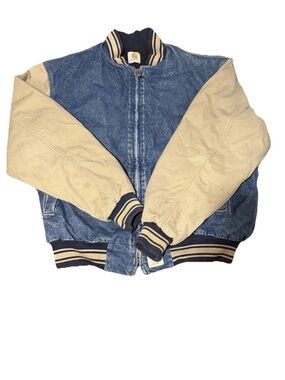 Vintage Carhartt Blue Denim Jacket with Cream Sleeves
